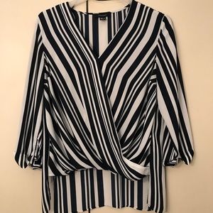 Navy Blue/White Blouse